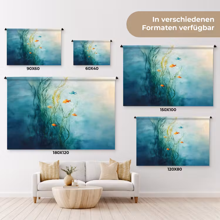 Waterplanten - Vissen - Kleurrijk - Water Wandkleed katoen klein -tsfeer8_DE