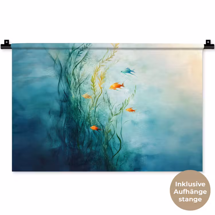 Waterplanten - Vissen - Kleurrijk - Water Wandkleed katoen klein -t3d_DE