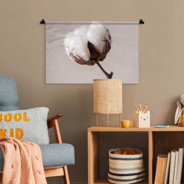 Katoenbol - Minimalistisch - Wit Wandkleed katoen klein -wsfeer4_kind