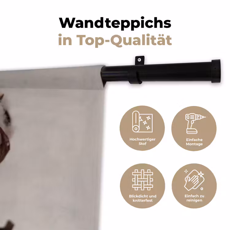 Katoenbol - Minimalistisch - Wit Wandkleed katoen klein -tsfeer2_DE