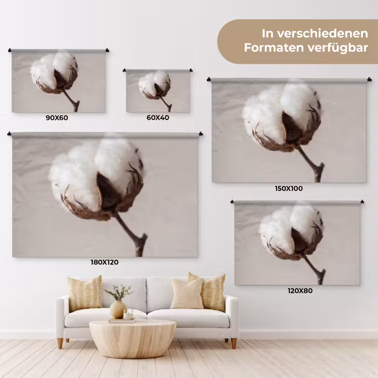 Katoenbol - Minimalistisch - Wit Wandkleed katoen klein -tsfeer8_DE