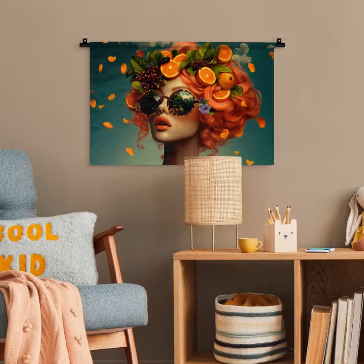 Vrouw - Sinaasappel - Bessen - Oranje Wandkleed katoen klein -wsfeer4_kind