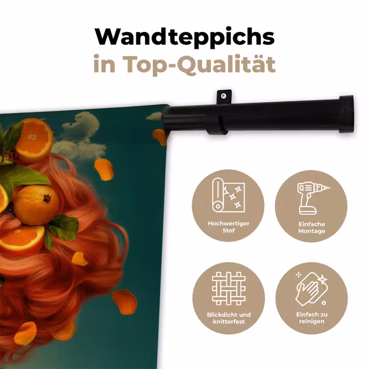 Vrouw - Sinaasappel - Bessen - Oranje Wandkleed katoen klein -tsfeer2_DE