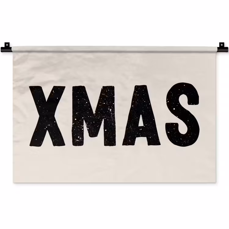 Kerst - Beige - Quotes - Xmas - Feestdagen Wandkleed katoen klein -zz3d
