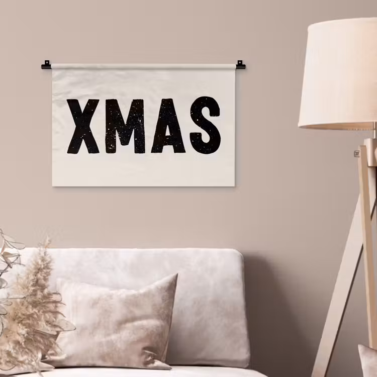Kerst - Beige - Quotes - Xmas - Feestdagen Wandkleed katoen klein -sfeer4