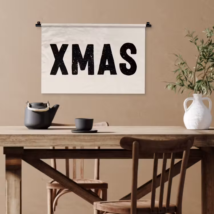 Kerst - Beige - Quotes - Xmas - Feestdagen Wandkleed katoen klein -sfeer6