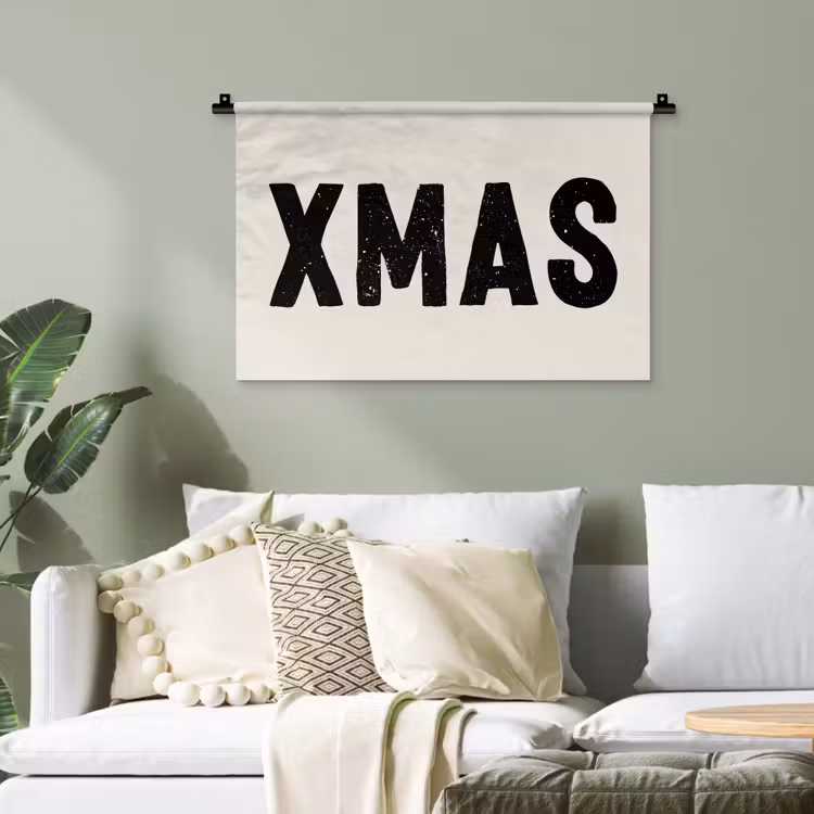 Kerst - Beige - Quotes - Xmas - Feestdagen Wandkleed katoen klein -sfeer7