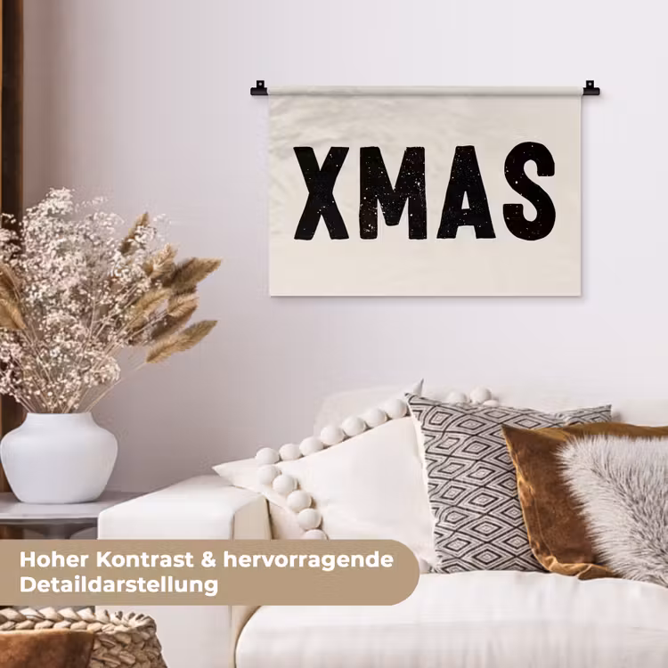 Kerst - Beige - Quotes - Xmas - Feestdagen Wandkleed katoen klein -tsfeer1_DE