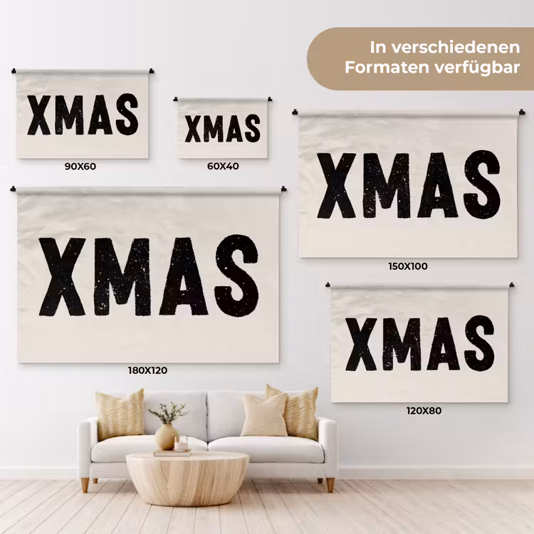 Kerst - Beige - Quotes - Xmas - Feestdagen Wandkleed katoen klein -tsfeer8_DE