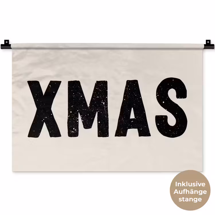 Kerst - Beige - Quotes - Xmas - Feestdagen Wandkleed katoen klein -t3d_DE