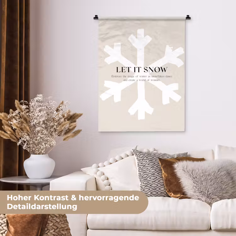 Kerst - Let it snow - Sneeuwvlok - Winter - Quotes Wandkleed katoen klein -tsfeer1_DE