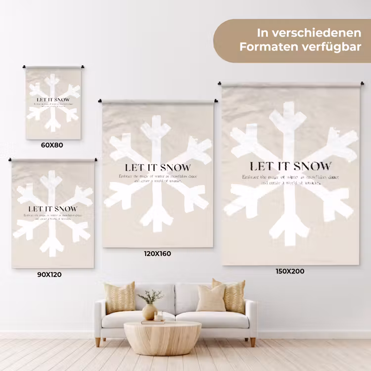Kerst - Let it snow - Sneeuwvlok - Winter - Quotes Wandkleed katoen klein -tsfeer8_DE