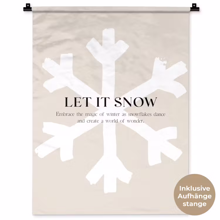 Kerst - Let it snow - Sneeuwvlok - Winter - Quotes Wandkleed katoen klein -t3d_DE