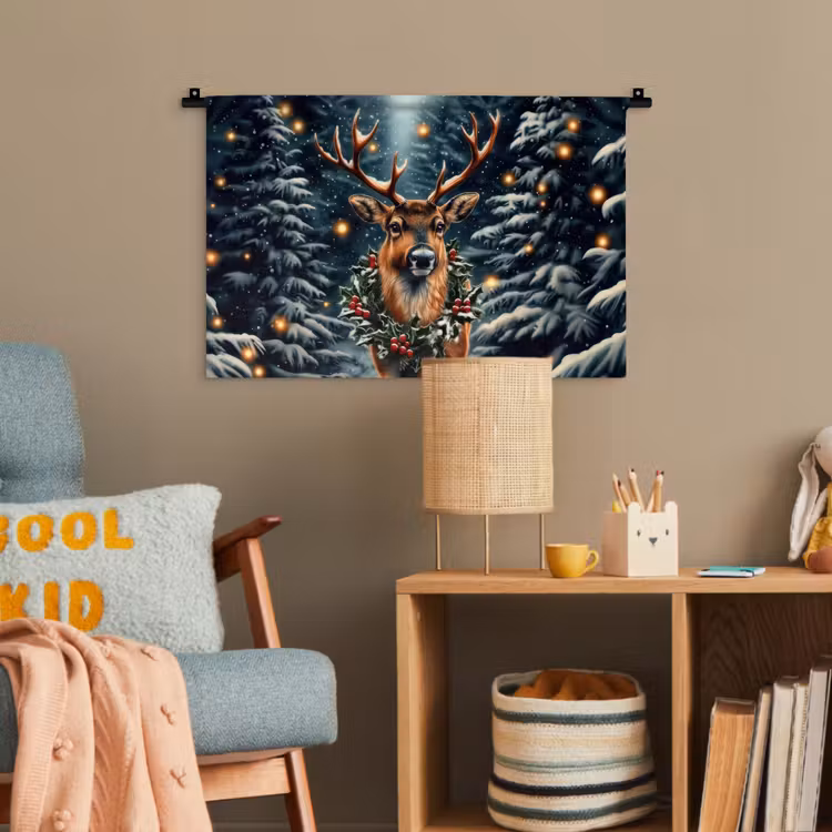 Kerst - Magie - Bos - Kleurrijk Wandkleed katoen klein -wsfeer4_kind