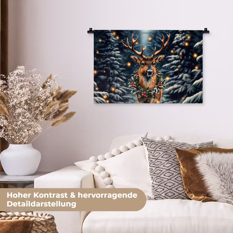 Kerst - Magie - Bos - Kleurrijk Wandkleed katoen klein -tsfeer1_DE