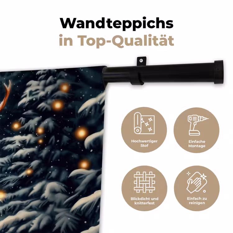 Kerst - Magie - Bos - Kleurrijk Wandkleed katoen klein -tsfeer2_DE