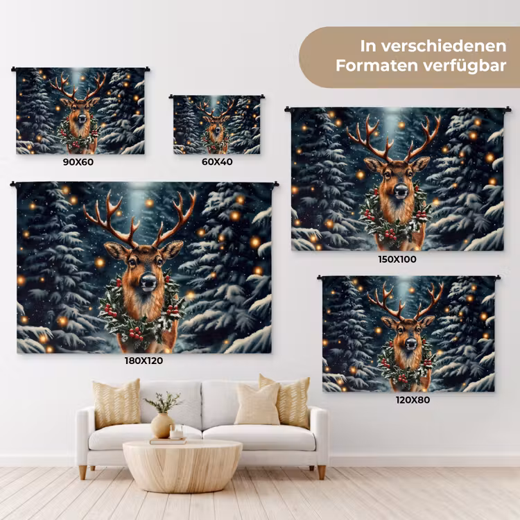Kerst - Magie - Bos - Kleurrijk Wandkleed katoen klein -tsfeer8_DE
