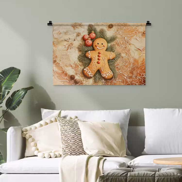 Kerstmis - Koekje - Poppetje - Speculaas Wandkleed katoen klein -sfeer7