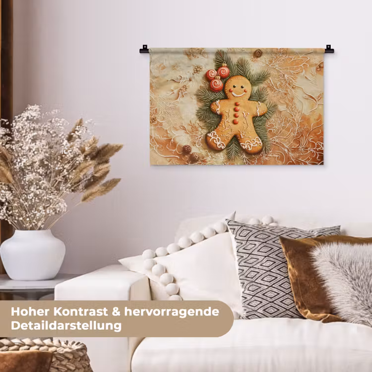 Kerstmis - Koekje - Poppetje - Speculaas Wandkleed katoen klein -tsfeer1_DE