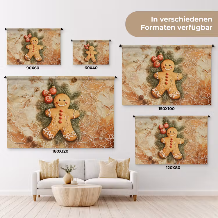 Kerstmis - Koekje - Poppetje - Speculaas Wandkleed katoen klein -tsfeer8_DE