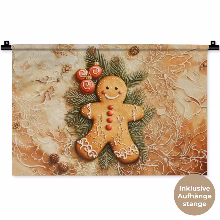 Kerstmis - Koekje - Poppetje - Speculaas Wandkleed katoen klein -t3d_DE