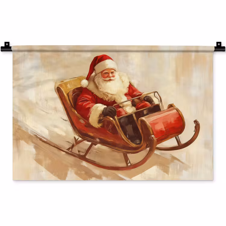Kerst - Slee - Kerstman Wandkleed katoen klein -zz3d