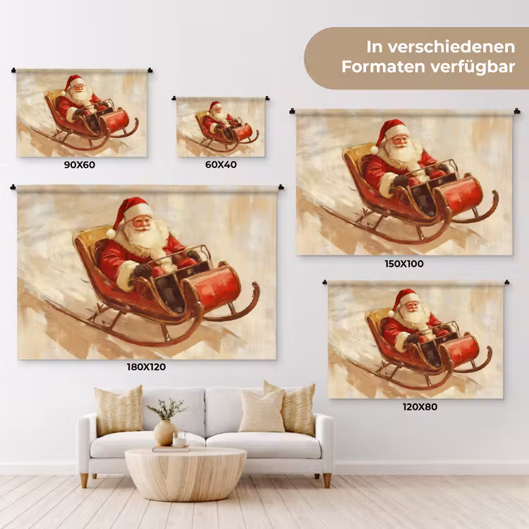 Kerst - Slee - Kerstman Wandkleed katoen klein -tsfeer8_DE