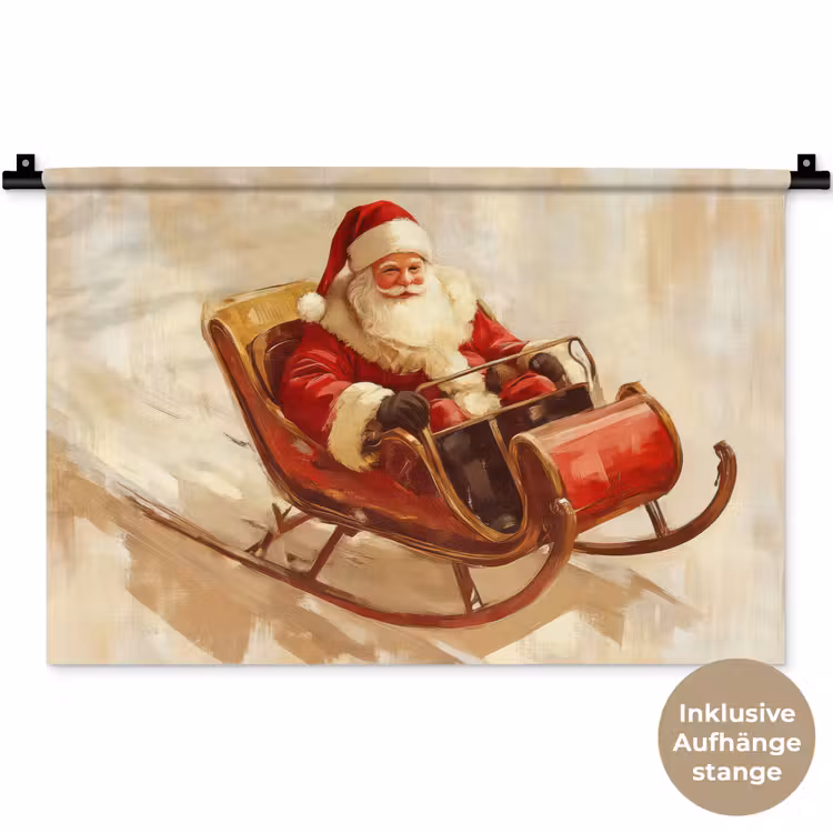 Kerst - Slee - Kerstman Wandkleed katoen klein -t3d_DE