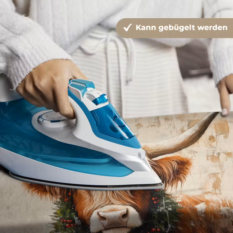 Kerst - Schotse Hooglander - Bruin - Krans Wandkleed katoen klein -tsfeer9_DE