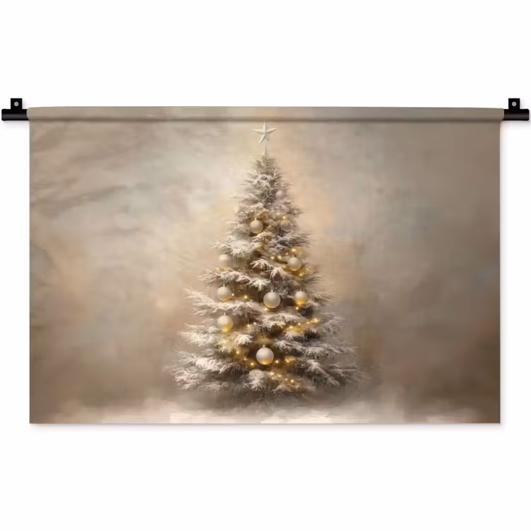 Kerst - kerstboom - Sneeuw - Art Wandkleed katoen klein -zz3d