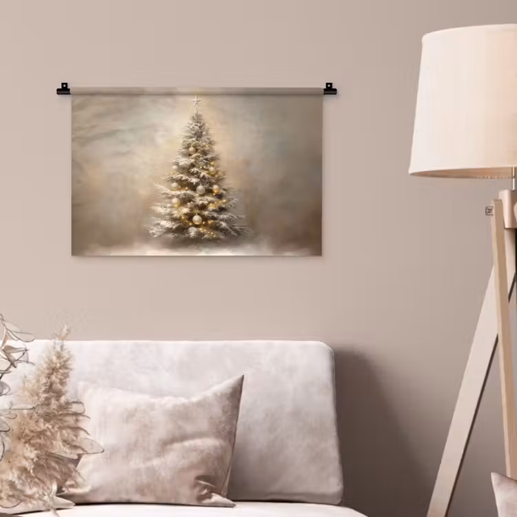 Kerst - kerstboom - Sneeuw - Art Wandkleed katoen klein -sfeer4