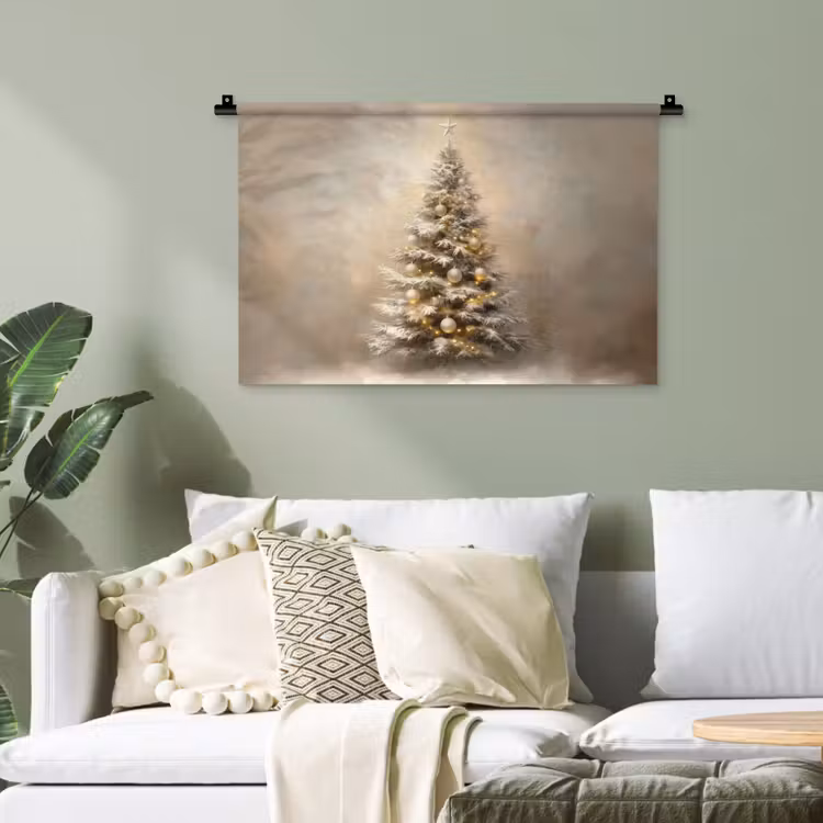 Kerst - kerstboom - Sneeuw - Art Wandkleed katoen klein -sfeer7