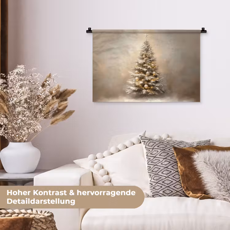 Kerst - kerstboom - Sneeuw - Art Wandkleed katoen klein -tsfeer1_DE