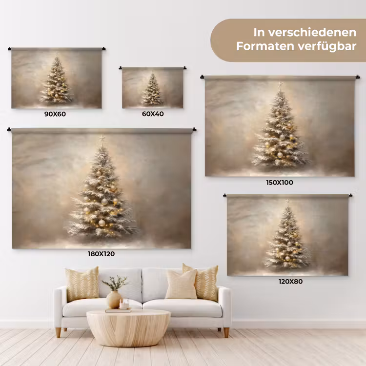 Kerst - kerstboom - Sneeuw - Art Wandkleed katoen klein -tsfeer8_DE
