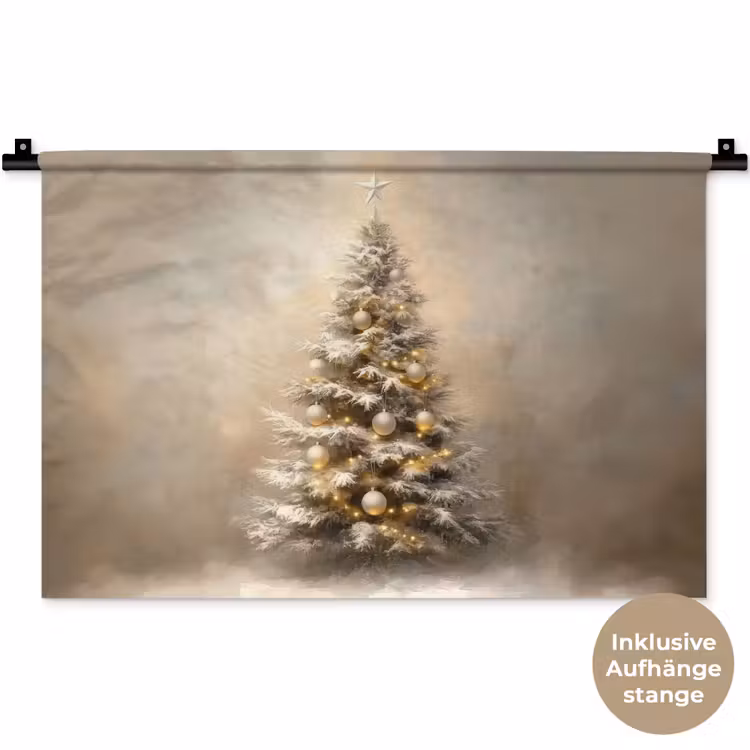 Kerst - kerstboom - Sneeuw - Art Wandkleed katoen klein -t3d_DE