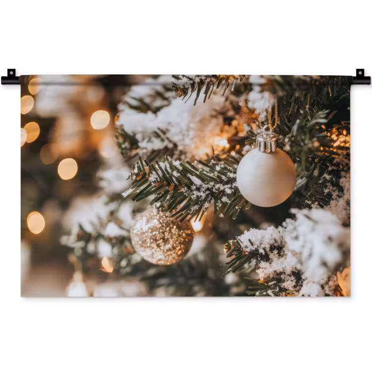Kerst - Kerstboom - Winter - Binnen - Sneeuw Wandkleed katoen klein -zz3d