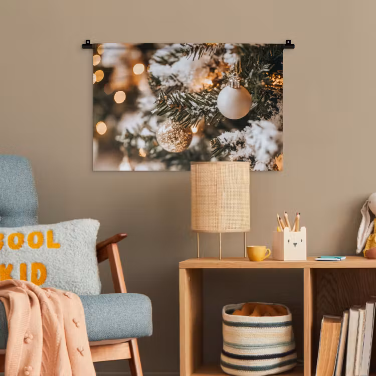 Kerst - Kerstboom - Winter - Binnen - Sneeuw Wandkleed katoen klein -wsfeer4_kind