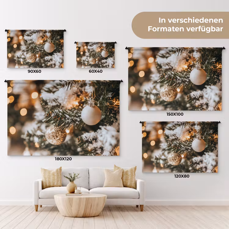 Kerst - Kerstboom - Winter - Binnen - Sneeuw Wandkleed katoen klein -tsfeer8_DE