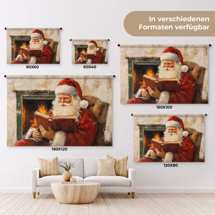Kerst - Kerstman - Winter - Open Haard Wandkleed katoen klein -tsfeer8_DE