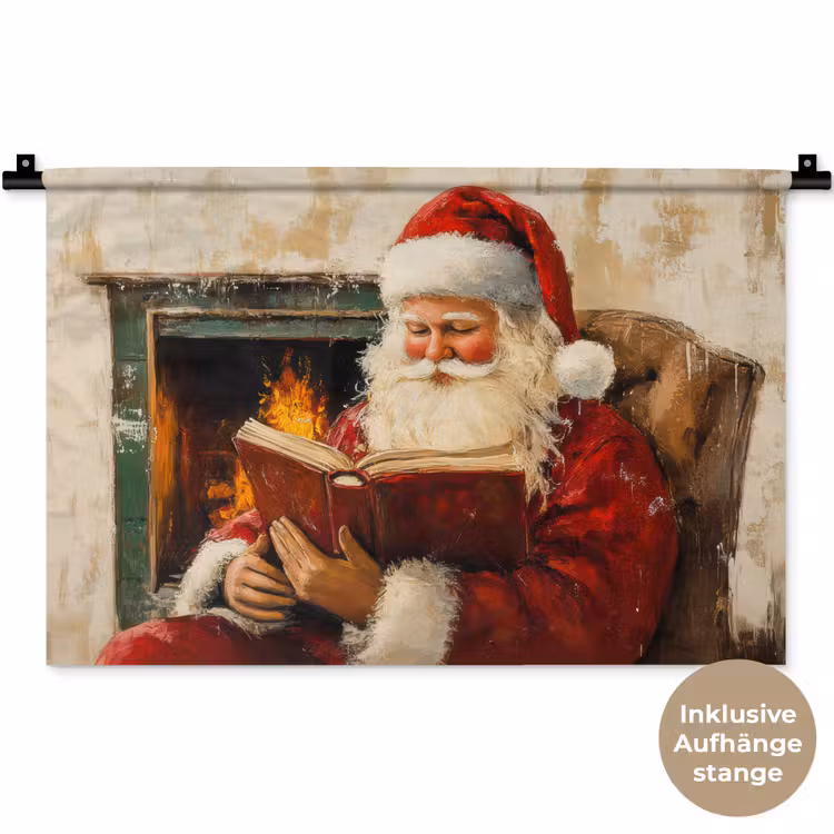 Kerst - Kerstman - Winter - Open Haard Wandkleed katoen klein -t3d_DE