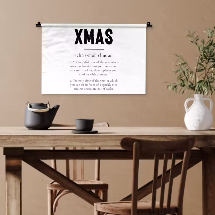 Kerst - Wit - Xmas - Quotes - Feestdagen Wandkleed katoen klein -sfeer6