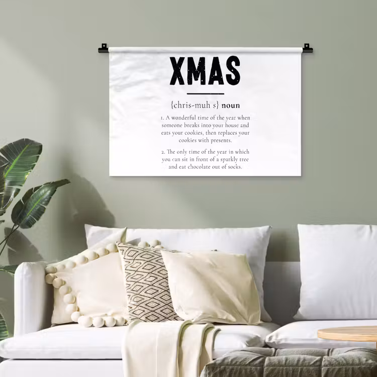Kerst - Wit - Xmas - Quotes - Feestdagen Wandkleed katoen klein -sfeer7
