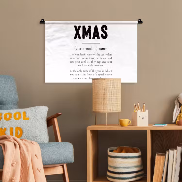 Kerst - Wit - Xmas - Quotes - Feestdagen Wandkleed katoen klein -wsfeer4_kind