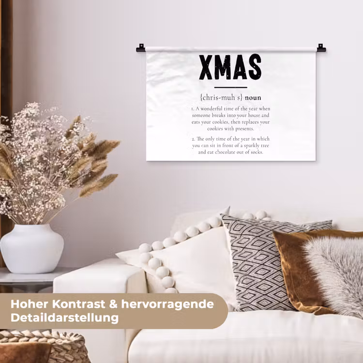 Kerst - Wit - Xmas - Quotes - Feestdagen Wandkleed katoen klein -tsfeer1_DE