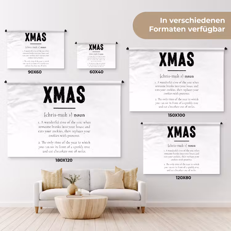 Kerst - Wit - Xmas - Quotes - Feestdagen Wandkleed katoen klein -tsfeer8_DE