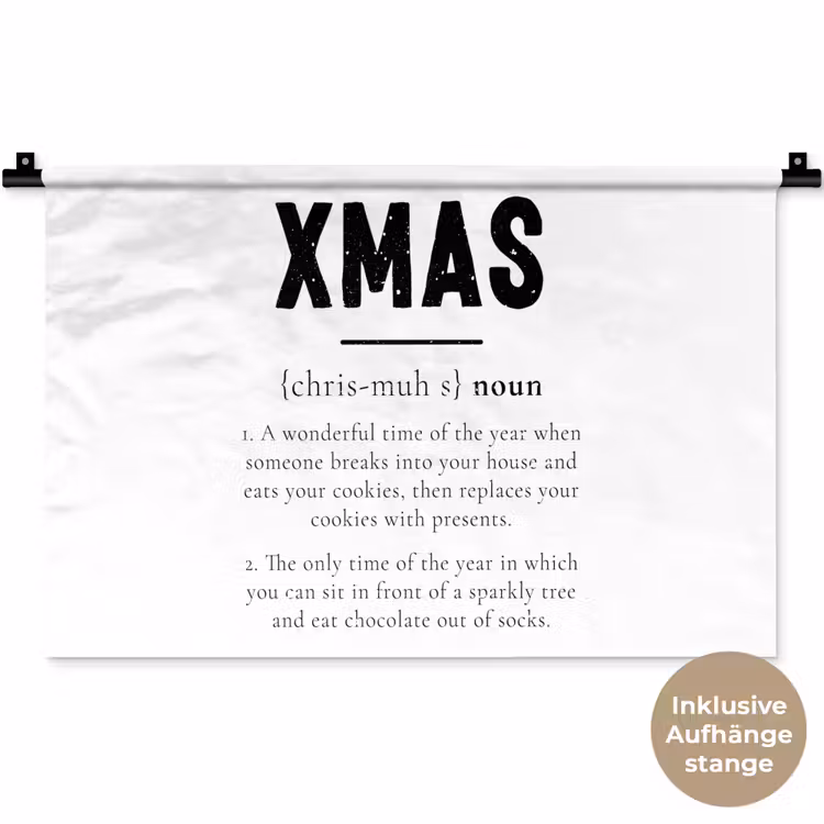Kerst - Wit - Xmas - Quotes - Feestdagen Wandkleed katoen klein -t3d_DE