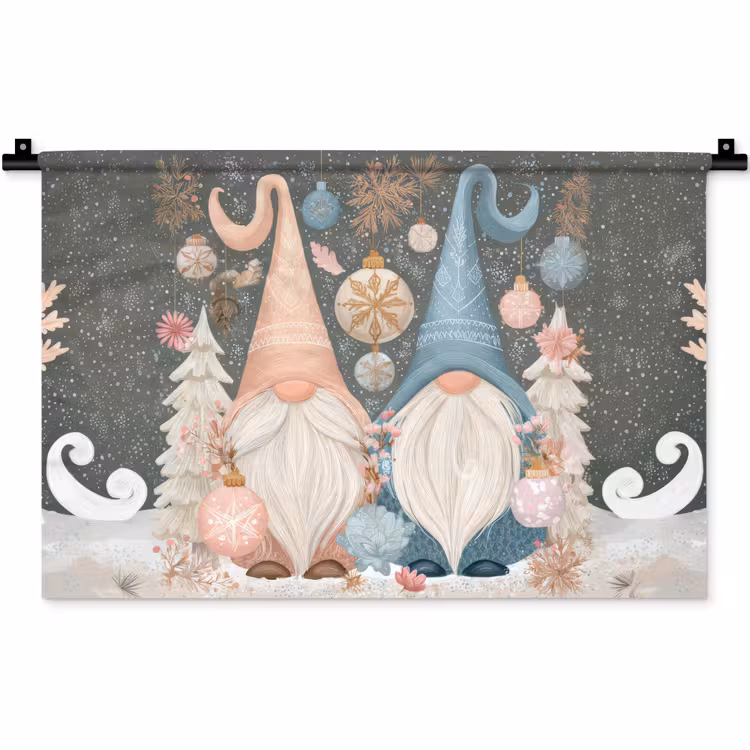 Kerst - Gnomen - Pastel Wandkleed katoen klein -zz3d