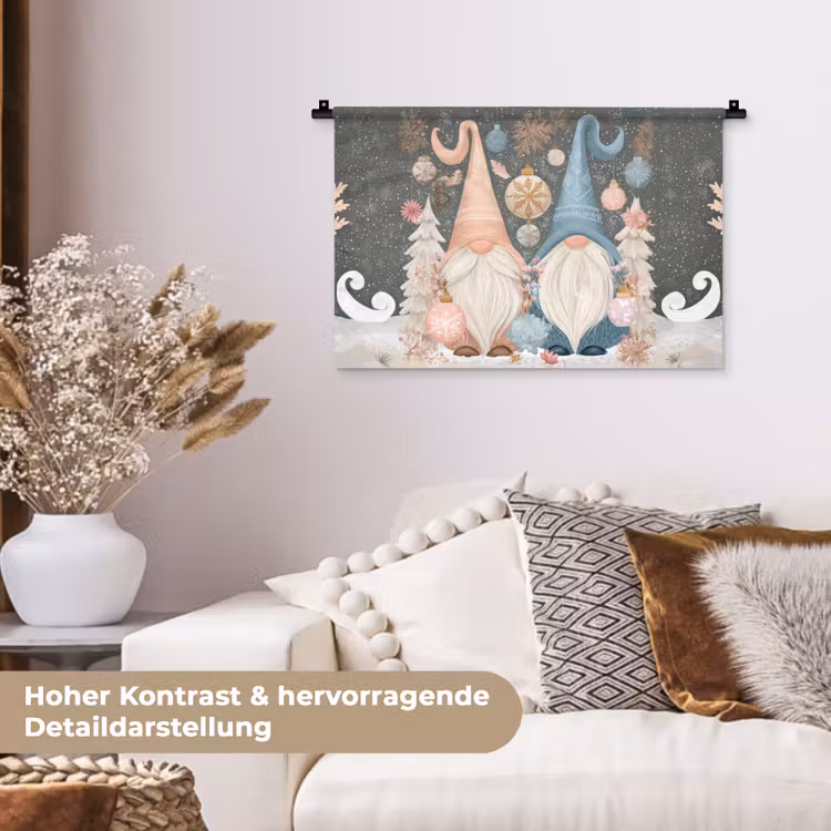 Kerst - Gnomen - Pastel Wandkleed katoen klein -tsfeer1_DE