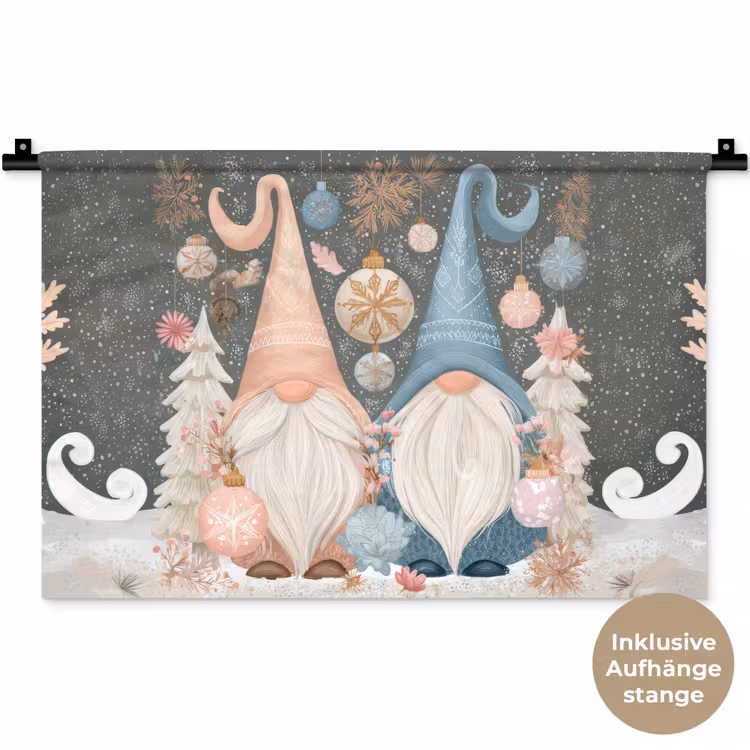 Kerst - Gnomen - Pastel Wandkleed katoen klein -t3d_DE