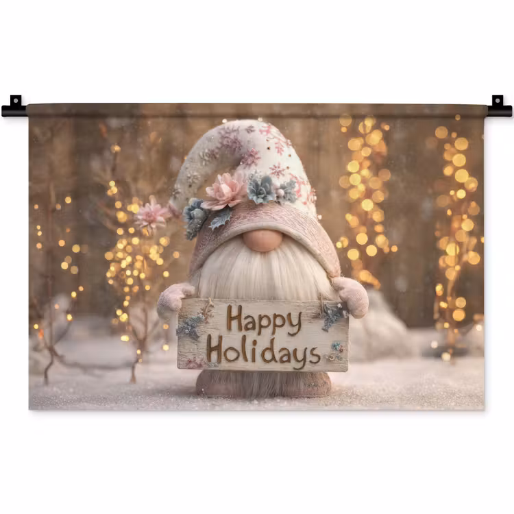 Kerst - Gnome - Bord - Kleurrijk Wandkleed katoen klein -zz3d